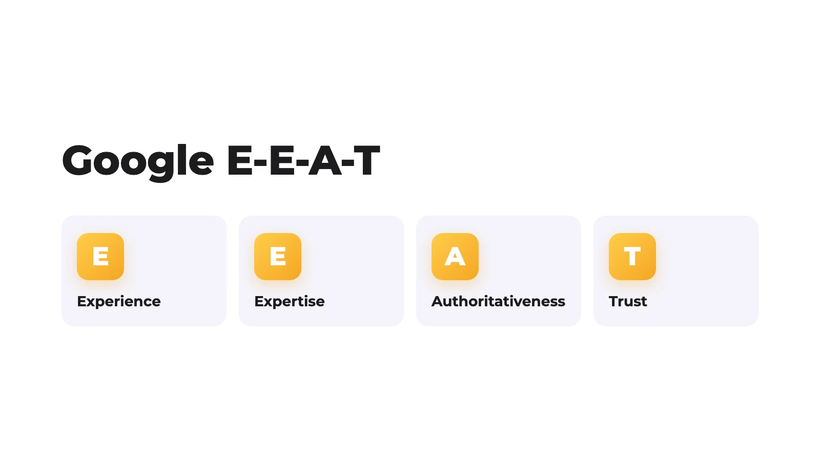 Google E-E-A-T, die vier Buchstaben stehen für Experience, Expertise, Authoritativeness und Trust